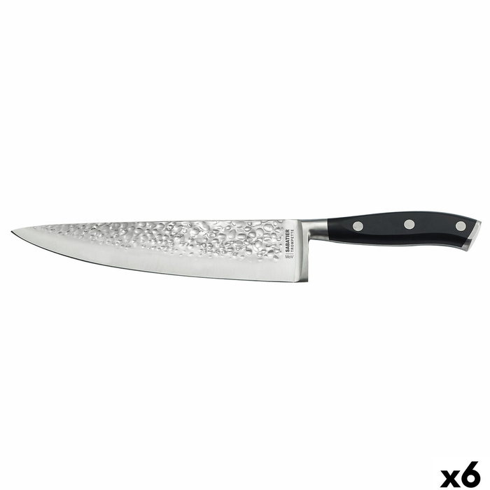 Sabatier Cuchillo Chef Carbon 20 cm (6 Unidades) de Acero Inoxidable con Mango Soft Touch de Baquelita