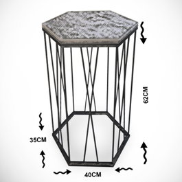 Hanah Home Mesa Auxiliar Cetrus Deniz - Oak, Tablero de Partículas Roble y Negro, 40x62x35 cm