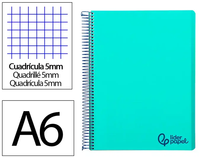 Liderpapel Cuaderno Espiral A6 Micro Wonder Verde Pastel Turquesa 120 Hojas Cuadriculado 5mm Liderpapel Cuaderno Espiral A6 Micro Wonder Verde Pastel Turquesa 120 Hojas Cuadriculado 5mm