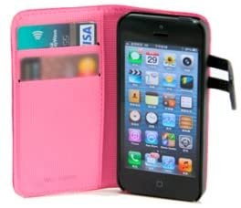 Wazzabee Funda para iPhone 5 - Polipiel con Marco Interior Plástico y Cierre Magnético, Color Rosa, Ref. WB-M30WP-PK