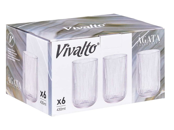 Vivalto Vaso Transparente Rayas 430 ml Vidrio 12,8 cm Alto 7,9 cm Diámetro (Set de 24) Vivalto Vaso Transparente Rayas 430 ml Vidrio 12,8 cm Alto 7,9 cm Diámetro (Set de 24)