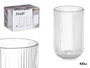 Vivalto Vaso Transparente Rayas 430 ml Vidrio 12,8 cm Alto 7,9 cm Diámetro (Set de 24)
