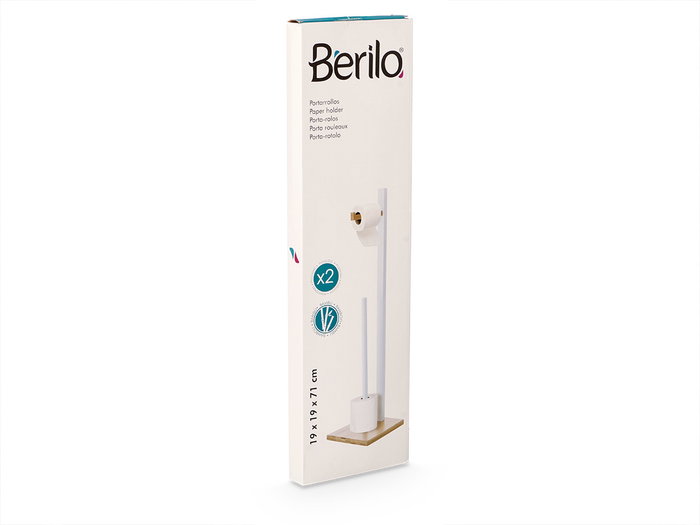 Berilo Portarrollo Bambú Blanco 69x19x3 cm (Set de 8)