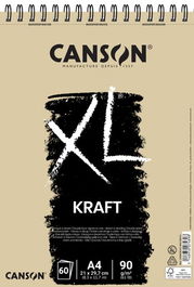 Canson Bloc Dibujo Esbozo XL Kraft Rayado Beige A4 90g/m² 60 Hojas Espiral - Ideal Lápiz, Carboncillo y Técnicas Secas