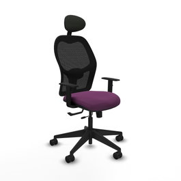PIQUERAS Y CRESPO Silla de oficina Alocén traslack con malla negra y similpiel morado