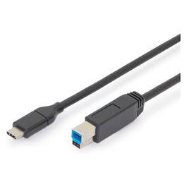 Digitus Cable de Conexión USB-C a USB-B 1,8 m, 5 Gbit/s, Negro