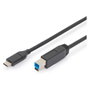 Digitus Cable de Conexión USB-C a USB-B 1,8 m, 5 Gbit/s, Negro