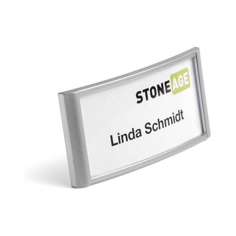 Durable Placas de identificación Classic con imán 34x74 mm, plata, 10 unidades