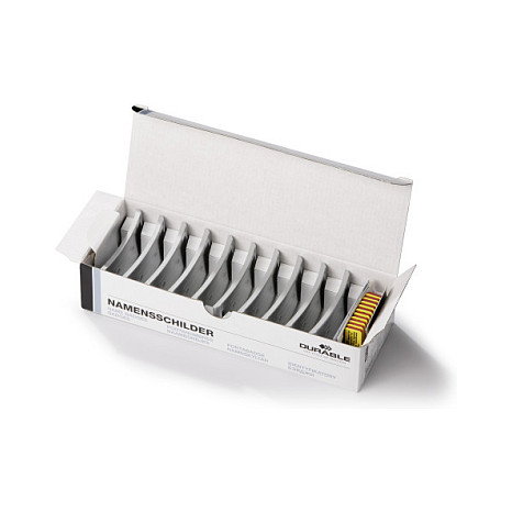 Durable Placas de identificación Classic con imán 34x74 mm, plata, 10 unidades