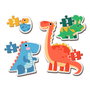 Clementoni My First Puzzle Dinosaurios 20834 - 4 Puzzles Progresivos de 3, 6, 9 y 12 Piezas, Juego Educativo para Niños +2 Años