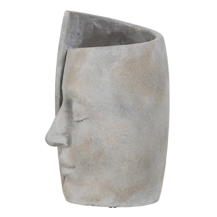 Florero Cara Gris Cemento Decoración 18,50 X 16 X 27,50 cm (Set de 2)