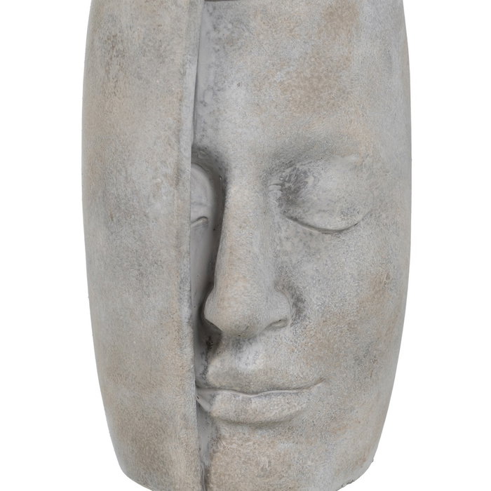 Florero Cara Gris Cemento Decoración 18,50 X 16 X 27,50 cm (Set de 2)