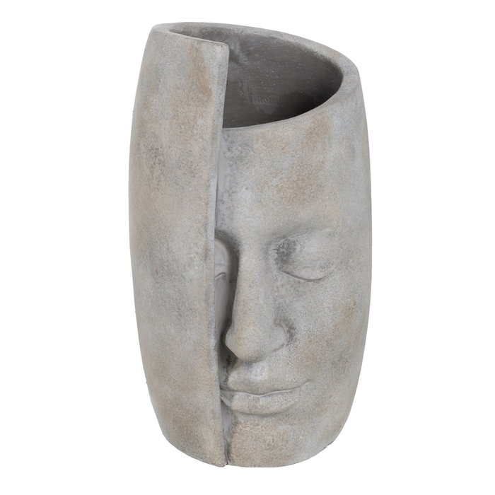 Florero Cara Gris Cemento Decoración 18,50 X 16 X 27,50 cm (Set de 2)