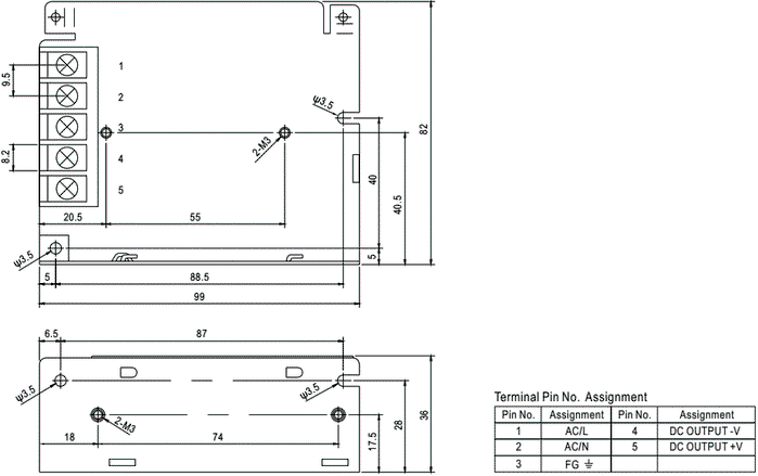 MEAN WELL RS-35 Alimentador de impulso 35W 24VDC MEAN WELL RS-35 Alimentador de impulso 35W 24VDC