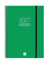 Finocam Agenda Anual 2027 Espiral Basic Opaque Verde