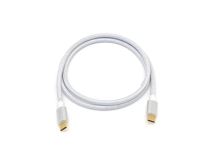 Equip Cable USB-C a USB-C 3.2 Gen 2 (10 Gbps) PD 100W E-Mark, Malla Trenzada 0.5m Plata y Blanco - Ref: 128355