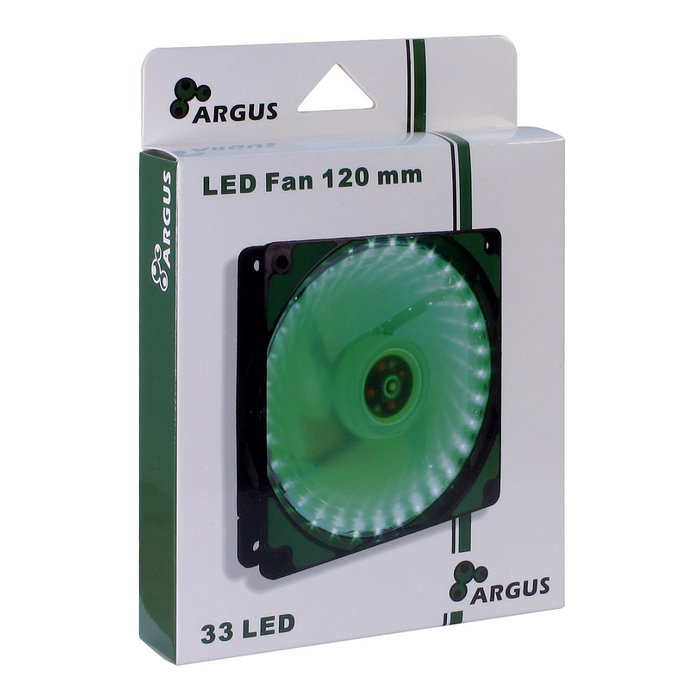 Inter-Tech ARGUS L-12025 GR Ventilador Verde 120x120x25 mm