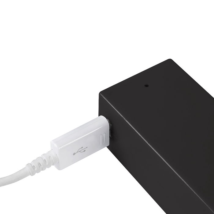 Emuca Barra para armario con luz LED Castor, batería extraible y sensor de movimiento, L1.158mm, Plástico y aluminio, Pintado negro texturizado