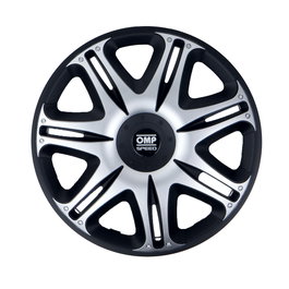 Omp Juego de 4 Tapacubos Speed Ghost Negro-Plata 13 Pulgadas OMPS07031312