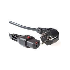 ACT Cable de alimentación Schuko CEE 7/7 macho angulado a C13 IEC Lock, 1 m, negro