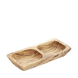 APS Cuenco Olive de madera para buffet y exposición - Cuenco doble, 17.5x8.5 cm