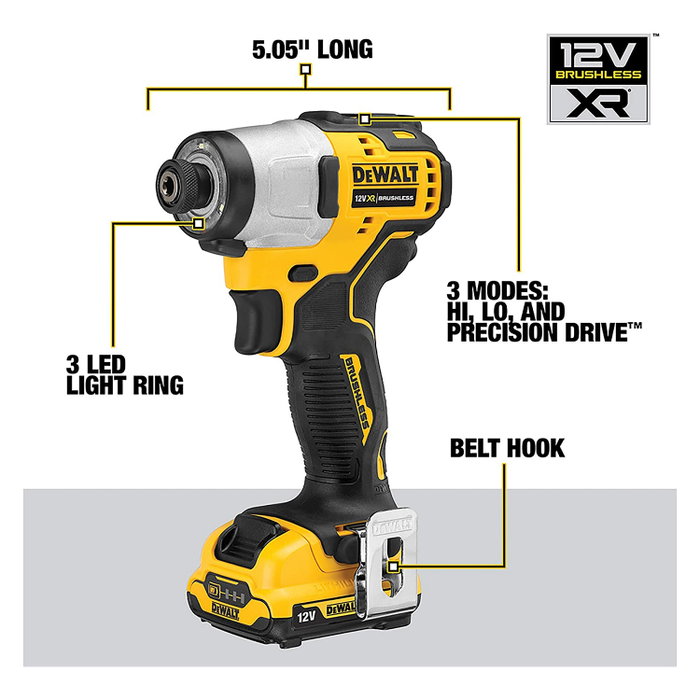 Dewalt DCF801D2 Atornillador de Impacto 12V 2.0Ah Profesional Dewalt DCF801D2 Atornillador de Impacto 12V 2.0Ah Profesional