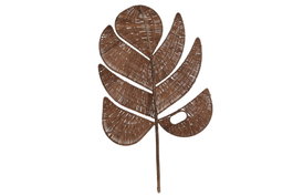 DKD Home Decor Decoración de Pared de Ratán y Metal Hoja Natural Marrón Claro
