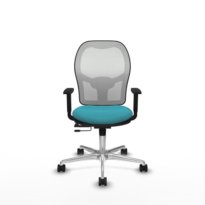 PIQUERAS Y CRESPO Silla de oficina Jorquera con mecanismo Sincro/Traslack, Tela Turquesa y Malla Blanca
