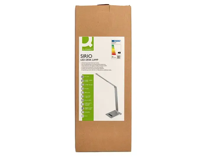 Q-Connect Lámpara de Escritorio Sirio LED 13W 800 Lúmenes | 3 Temperaturas de Color Ajustables, Brazo Articulado 2 Puntos | Control Táctil de Brillo | Color Plata