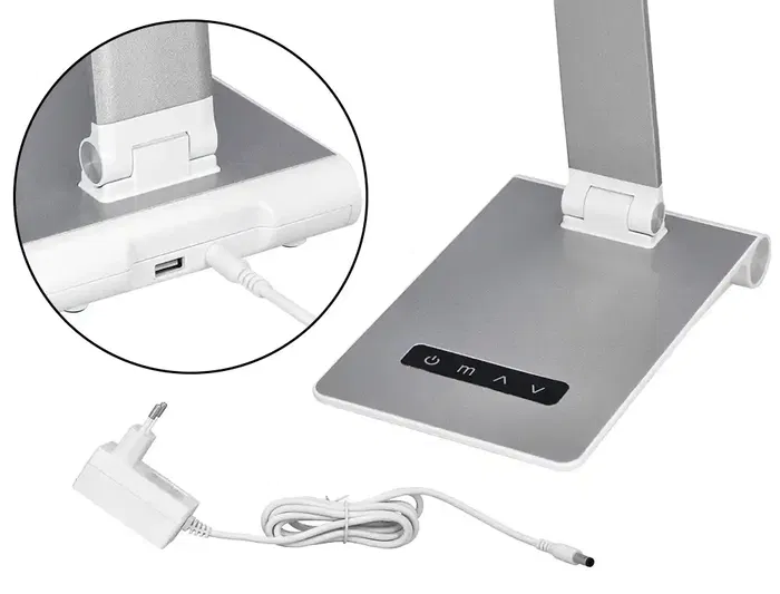 Q-Connect Lámpara de Escritorio Sirio LED 13W 800 Lúmenes | 3 Temperaturas de Color Ajustables, Brazo Articulado 2 Puntos | Control Táctil de Brillo | Color Plata