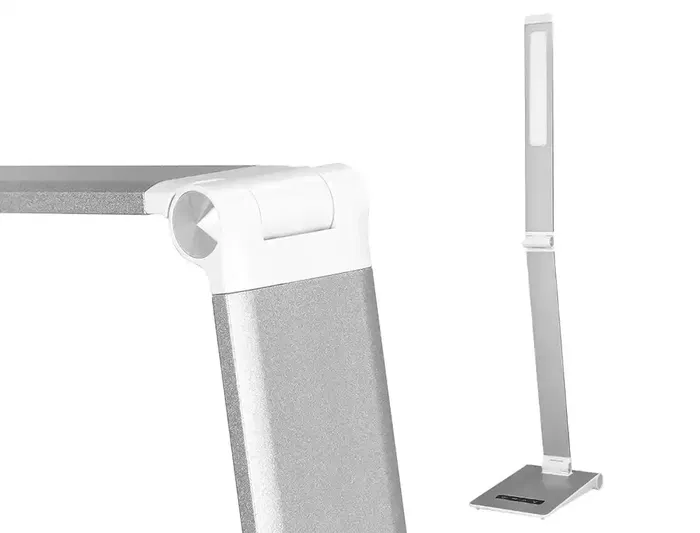 Q-Connect Lámpara de Escritorio Sirio LED 13W 800 Lúmenes | 3 Temperaturas de Color Ajustables, Brazo Articulado 2 Puntos | Control Táctil de Brillo | Color Plata
