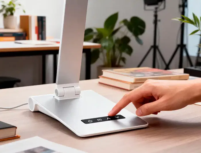Q-Connect Lámpara de Escritorio Sirio LED 13W 800 Lúmenes | 3 Temperaturas de Color Ajustables, Brazo Articulado 2 Puntos | Control Táctil de Brillo | Color Plata