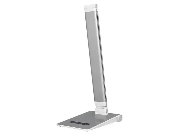 Q-Connect Lámpara de Escritorio Sirio LED 13W 800 Lúmenes | 3 Temperaturas de Color Ajustables, Brazo Articulado 2 Puntos | Control Táctil de Brillo | Color Plata