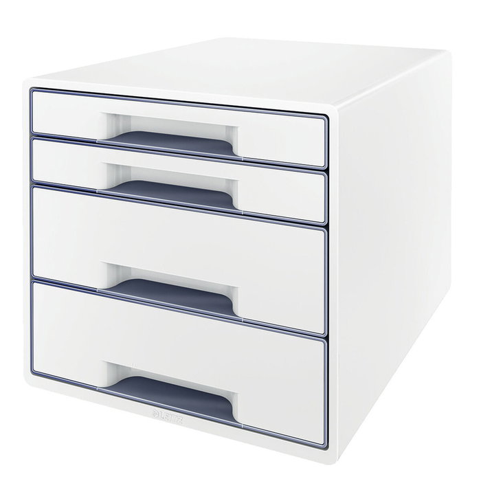 Leitz Wow Desk Cube Fichero de cajones de sobremesa con 2 cajones grandes y 2 pequeños, blanco/gris Leitz Wow Desk Cube Fichero de cajones de sobremesa con 2 cajones grandes y 2 pequeños, blanco/gris