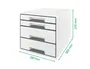 Leitz Desk Cube Fichero Cajones Sobremesa, 2 Grandes y 2 Pequeños, Blanco/Gris