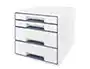Leitz Desk Cube Fichero Cajones Sobremesa, 2 Grandes y 2 Pequeños, Blanco/Gris
