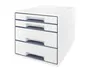 Leitz Desk Cube Fichero Cajones Sobremesa, 2 Grandes y 2 Pequeños, Blanco/Gris
