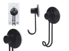 Berilo Percha Metal Negro Mate 1 Gancho Ventosa 13x5.5x5 cm (Set de 24)