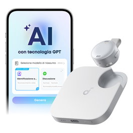 Anker Soundcore Work D3200G21 Micrófono USB con Transcripción, Blanco, Inalámbrico, 32h Autonomía