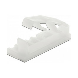 DeLOCK Portacable plano con clip de bloqueo autoadhesivo y atornillable, nylon transparente, 10 piezas, 16.3 * 43.6 * 10.4 mm