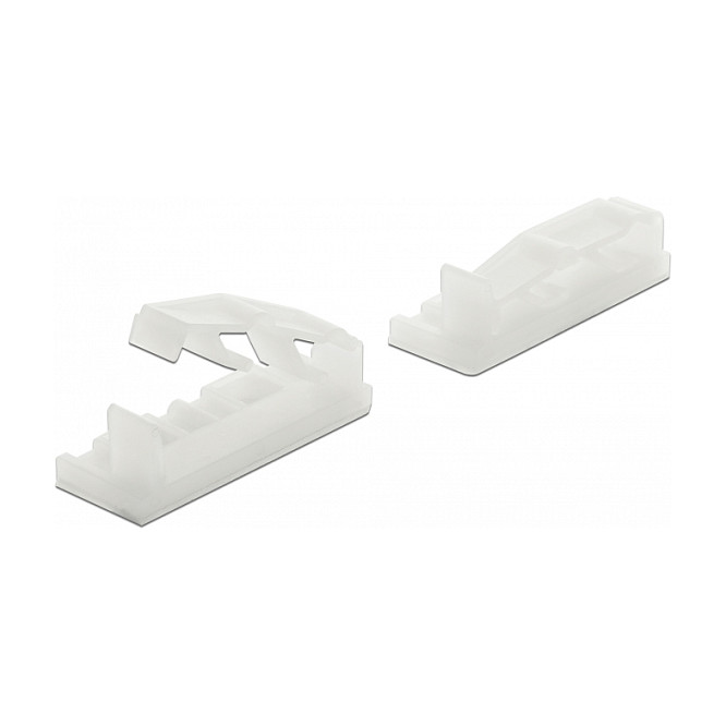 DeLOCK Portacable plano con clip de bloqueo autoadhesivo y atornillable, nylon transparente, 10 piezas, 16.3 * 43.6 * 10.4 mm