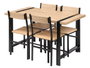 Giftdecor Set Mesa 4 Sillas Patas Negras 120x70x75 cm + Sillas 46x38x84 cm Metal MDF PVC