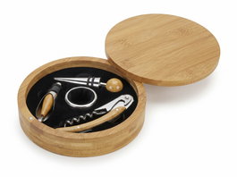 DKD Home Decor VINO SET 5 BAMBU INOX 16X16X4 NATURAL