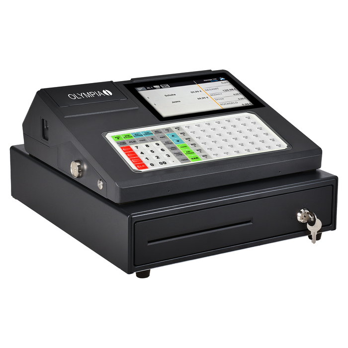 Olympia K200 Plus Registrierkasse - Caja Registradora Térmica Directa, Pantalla Táctil 7", 80 mm, 4x USB, Negro