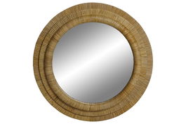 DKD Home Decor Espejo 5 x 60.5 x 60.5 cm Natural Ratán y Cristal Dimensiones Foto/Espejo 44.5x44.5 cm