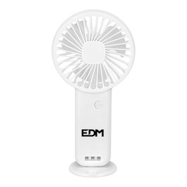 Edm Ventilador de Mano Recargable USB-C con Base Extraíble y Soporte para Smartphone, 3 Velocidades, 1h Autonomía, 400 mAh, Expositor de 25 uds