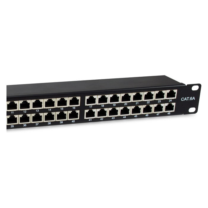 EQUIP 326626 Patch Panel 48 Puertos RJ45 Cat6A FTP 1U 19" Negro - 10 Gigabit Ethernet, Montaje en Rack EQUIP 326626 Patch Panel 48 Puertos RJ45 Cat6A FTP 1U 19" Negro - 10 Gigabit Ethernet, Montaje en Rack