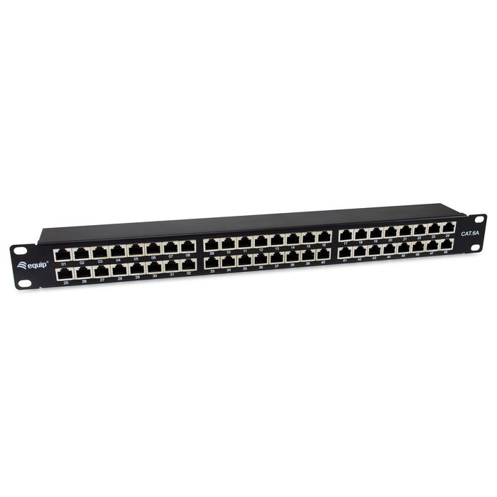 EQUIP 326626 Patch Panel 48 Puertos RJ45 Cat6A FTP 1U 19" Negro - 10 Gigabit Ethernet, Montaje en Rack EQUIP 326626 Patch Panel 48 Puertos RJ45 Cat6A FTP 1U 19" Negro - 10 Gigabit Ethernet, Montaje en Rack
