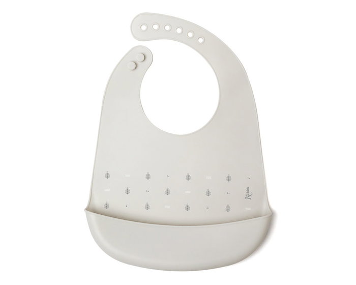 KioKids Babero Silicona Gris Impermeable Ajustable con Bolsillo Recogemigas +4 Meses