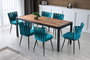 Hanah Home Juego de 2 Sillas 228 V2 Bohemio Metal y Terciopelo Negro y Azul 43x82x43 cm